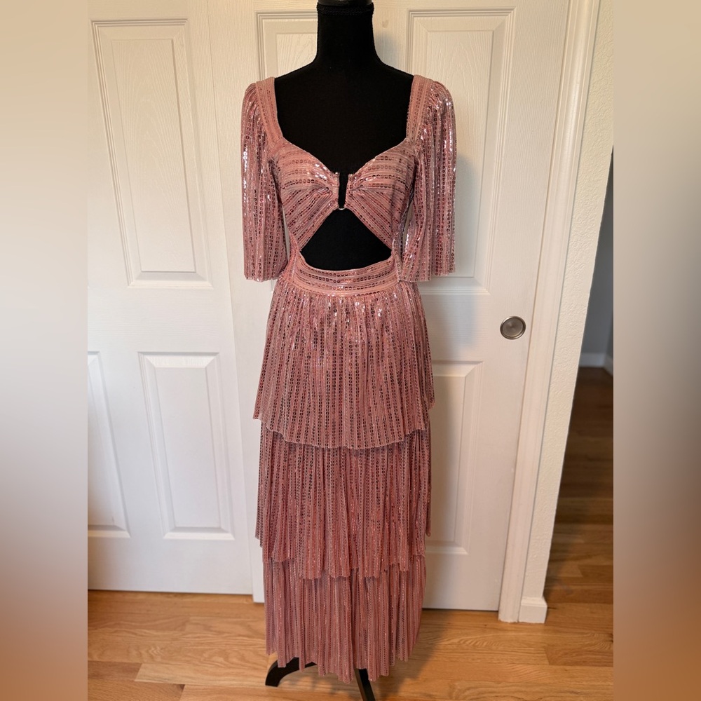 Sabina Musayev Elegant Pink Sequin Dress